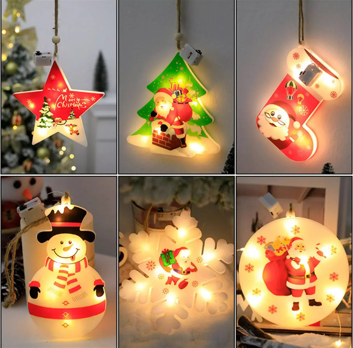 Santa Stocking LED Hanging Ornament