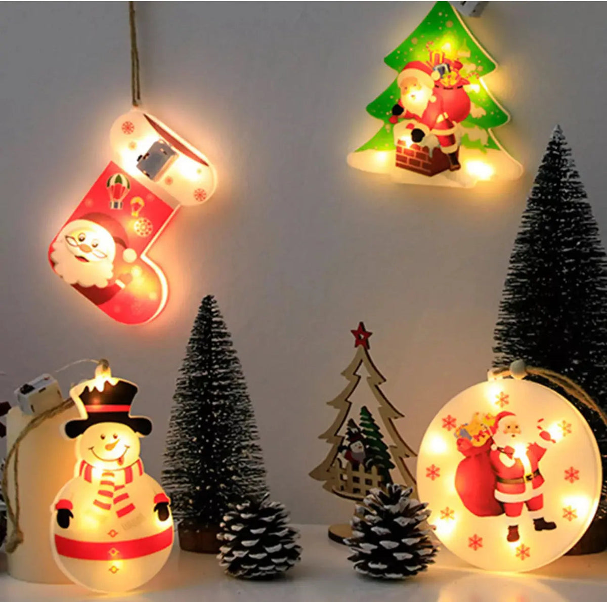 Santa Stocking LED Hanging Ornament