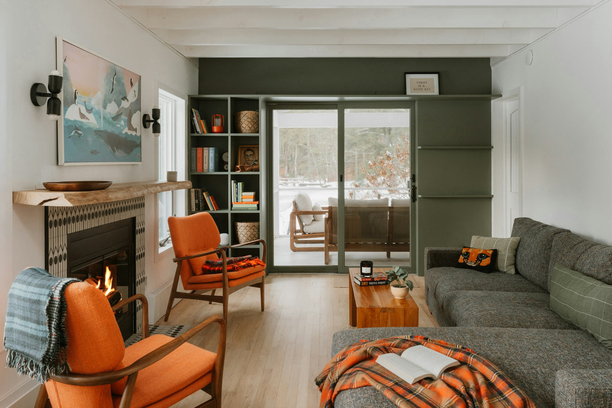 Cosy living room with a fireplace