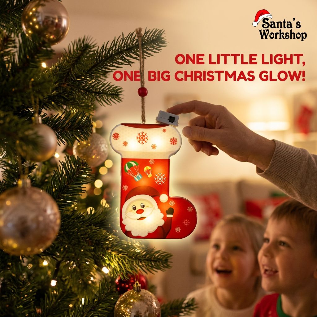 Santa Stocking LED Hanging Ornament